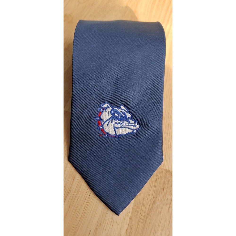 Gonzaga Bulldogs 100% Silk Repp Tie Navy Blue NCAA Licensed Bulldog Logo